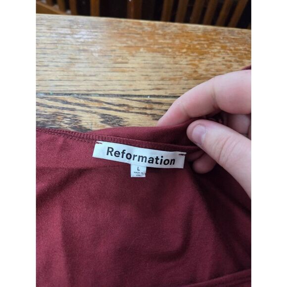 Reformation Coen Long Sleeve Drop Waist Minidress  CHIANTI Sz Large - Picture 2 of 4